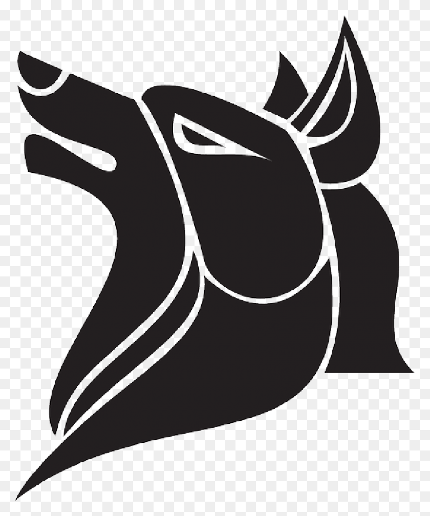 800x973 Head Face Wolf Art Ears Fur Howling Fairy Tail Wolf Guild, Stencil, Clothing, Apparel HD PNG Download