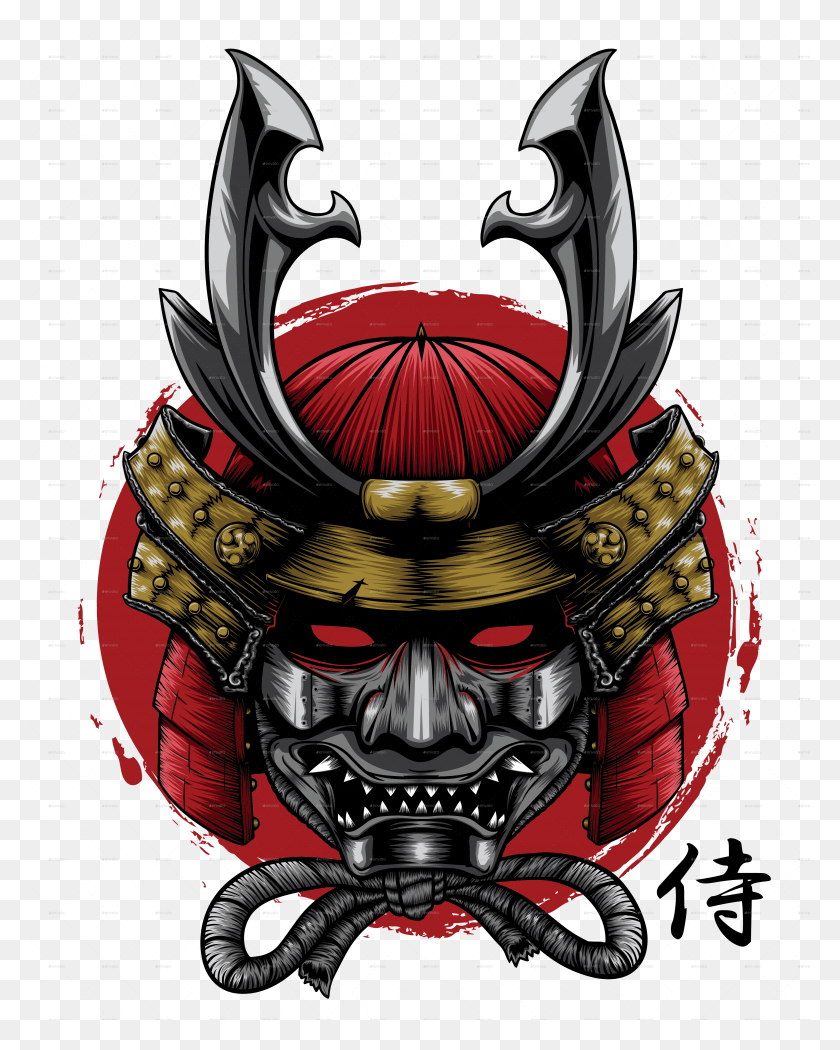 4370x5551 Head T Shirt Samurai Head, Poster, Advertisement, Armor HD PNG Download