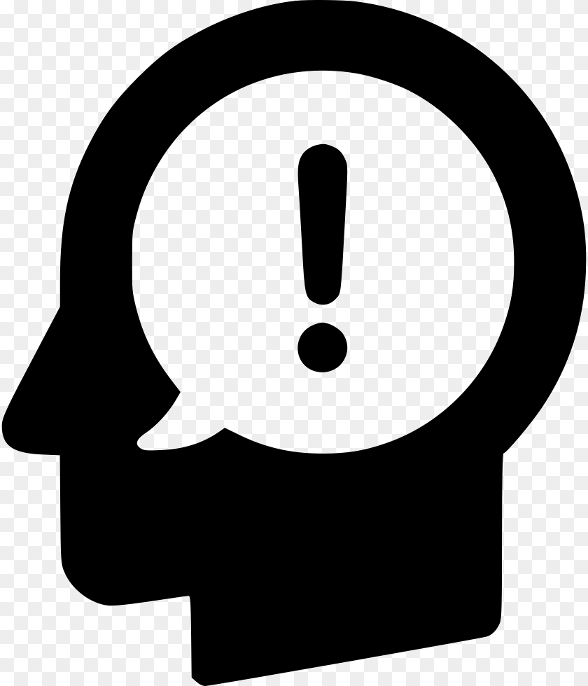 836x980 Head Warning Idea Attention User Think Error Comments Think Icon, Stencil PNG