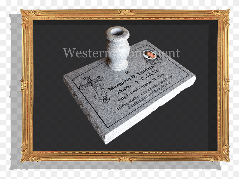 815x594 Headstone With Vase Mesa, Text, Tabletop HD PNG Download