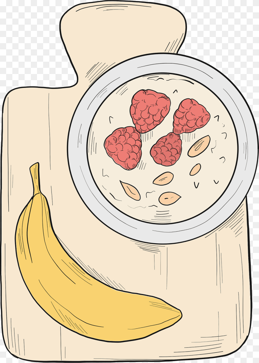Healthy Breakfast Clipart, Banana, Food, Fruit, Plant PNG