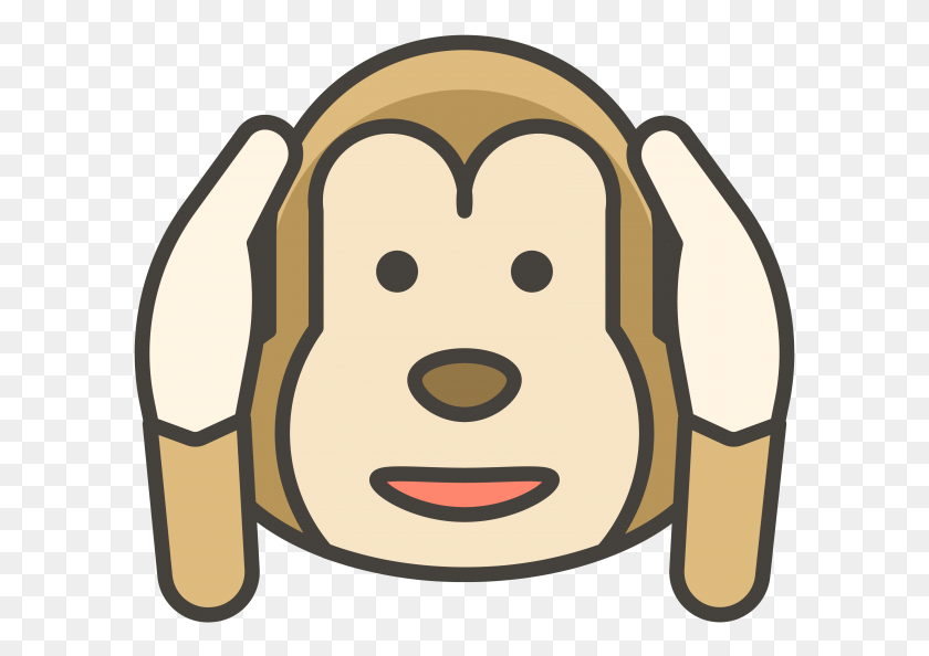 599x534 Hear No Evil Monkey Emoji Icon, Label, Text, Giant Panda HD PNG Download