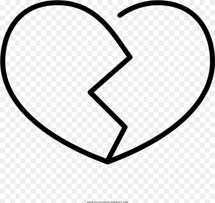 Heart Broken Coloring, Gray Clipart PNG