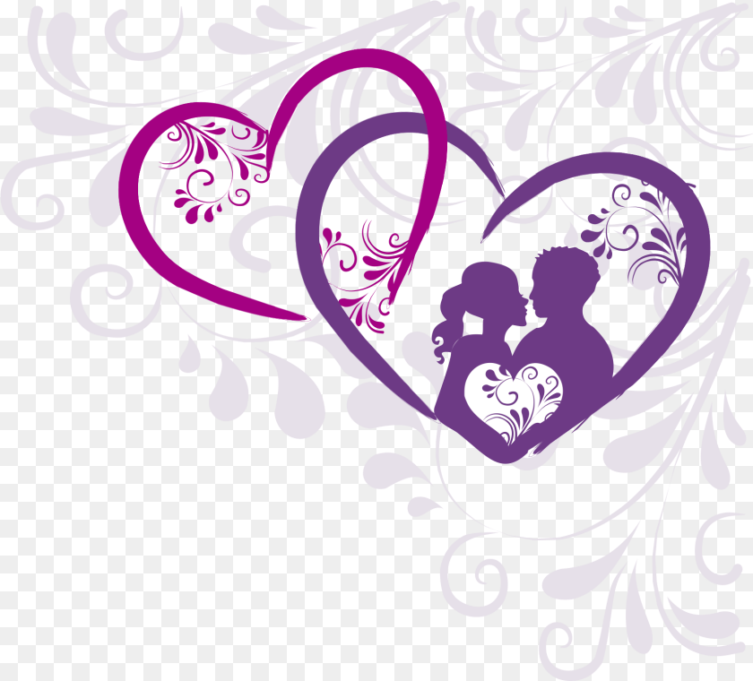 1658x1501 Heart Clip Art Couple Sweet Background Vector Download Heart, Floral Design, Graphics, Pattern, Purple Sticker PNG