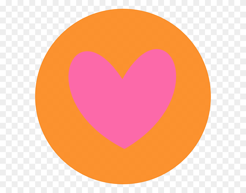 600x600 Сердце Клипарт Круг Оранжевое И Розовое Сердце, Теннисный Мяч, Теннис, Мяч Hd Png Скачать