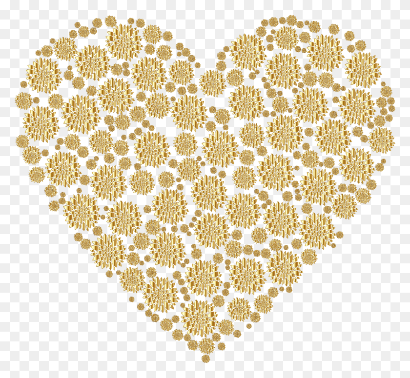 2348x2154 Heart Clipart Yellow Gold Hearts Transparent, Rug, Pattern, Embroidery HD PNG Download