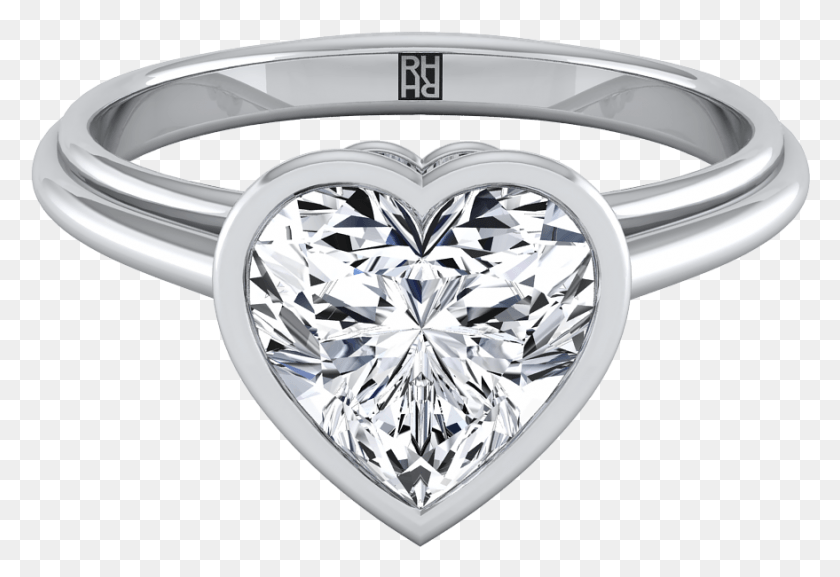 879x583 Descargar Png Corazón Diamante Solitario Bisel Anillo De Compromiso 14K Oro Rosa Diamantes En Forma De Corazón, Accesorios, Accesorio, Joyas Hd Png