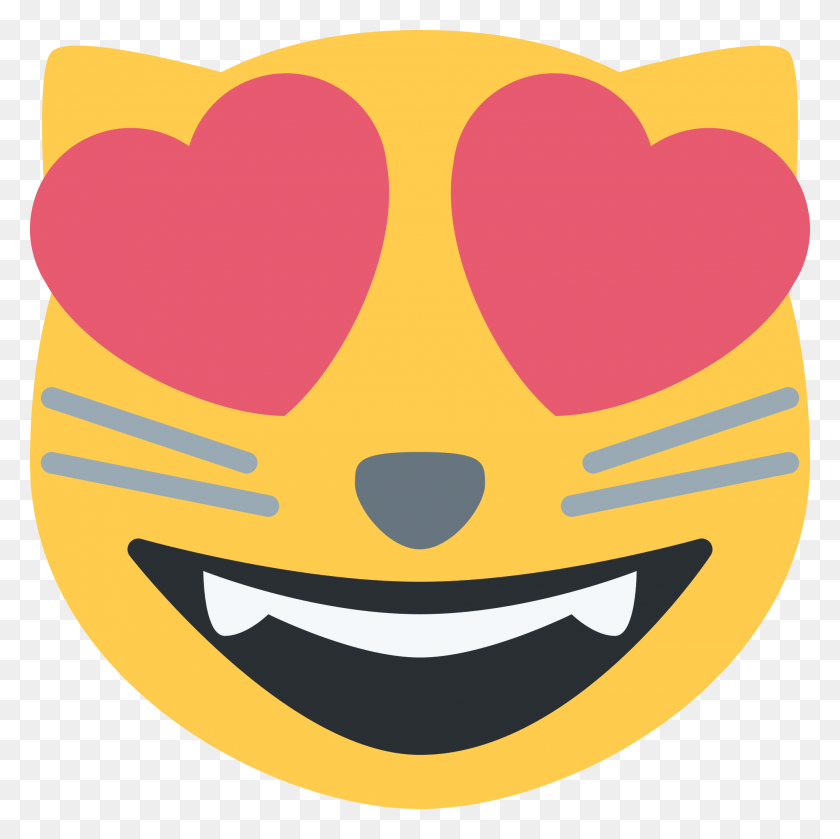 2000x2000 Heart Eyes Cat Emoji, Label, Text, Sticker HD PNG Download