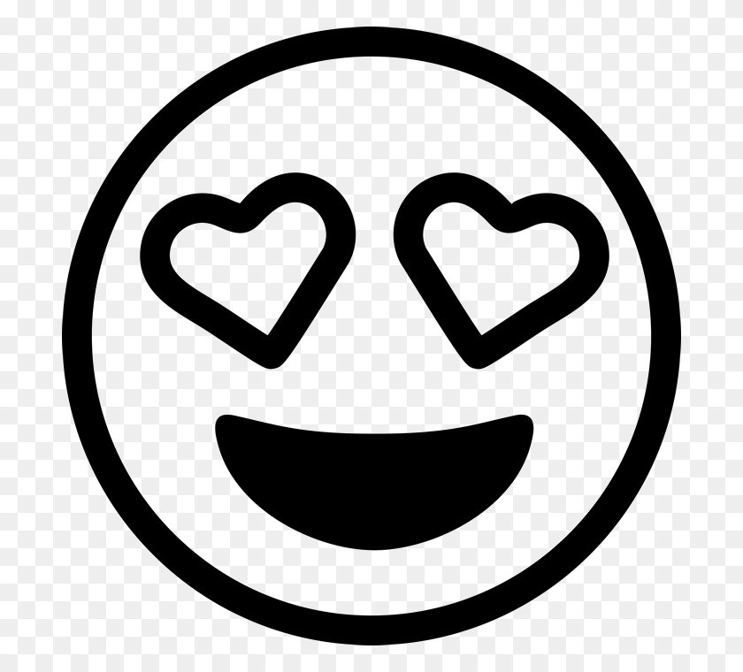 700x700 Сердце Глаза Emoji Резиновые Штампы Stamptopia Сердце Глаза Emoji Черно-Белое, Трафарет, Символ, Этикетка Hd Png Скачать