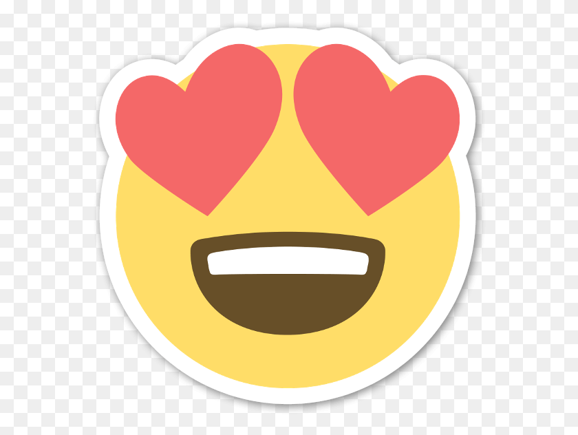 572x572 Heart Eyes Smiley Sticker Eye Heart Emoji, Label, Text, Mustache HD PNG Download