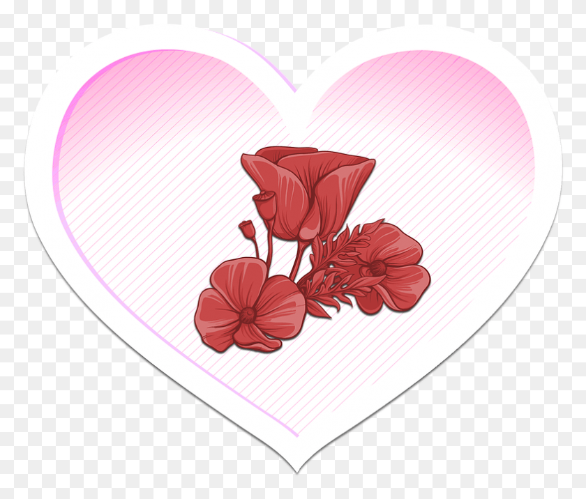 784x660 Heart Flower Love Valentine39s Day Symbol Affection Amor Feliz, Plant, Blossom, Rug HD PNG Download