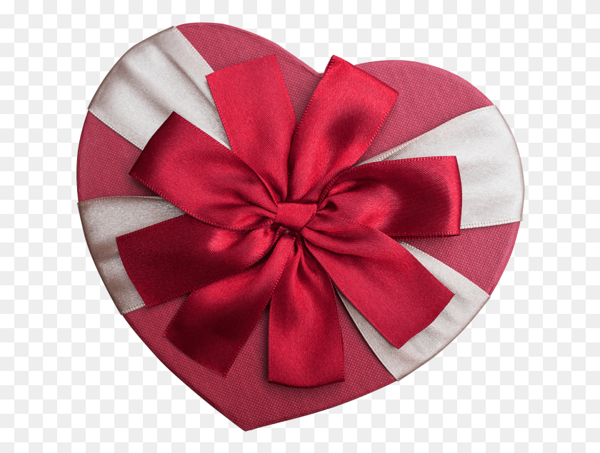 630x575 Heart Gift Box Satin, Rose, Flower, Plant HD PNG Download