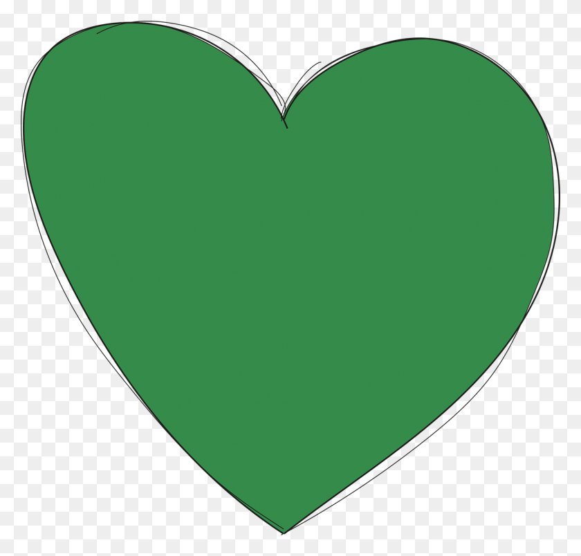 1280x1221 Heart Green Love Drawn By Hand Form Verde, Plectrum, Balloon, Ball HD PNG Download