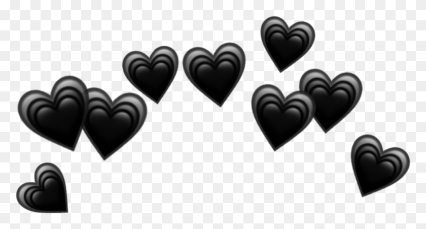 1984x997 Heart Hearts Crown Black Tumblr Emoji Heart Crown Black Hearts Crown, Mustache HD PNG Download