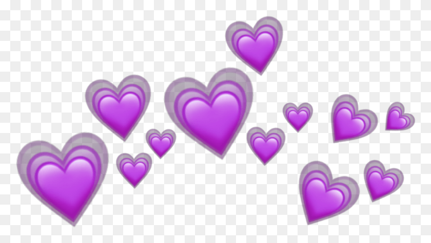 1988x1060 Heart Hearts Tumblr Emoji Sticker Emojis Crown Purple Heart Crown Iphone Emoji, Purple, Light HD PNG Download