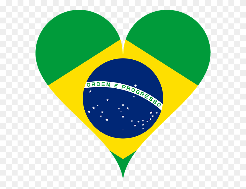 605x586 Heart Love Flag Brazil Heart Shaped Flag Of Brazil, Ball, Balloon, Label HD PNG Download