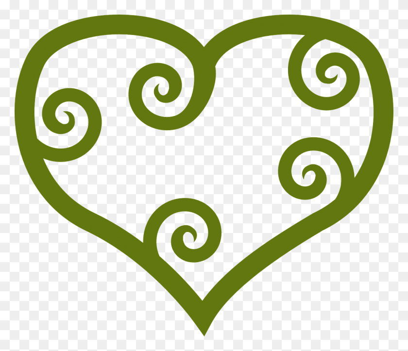 1280x1088 Heart Love Olive Decorative Swirls Floral Decor Love U Coloring Pages, Floral Design, Pattern, Graphics HD PNG Download