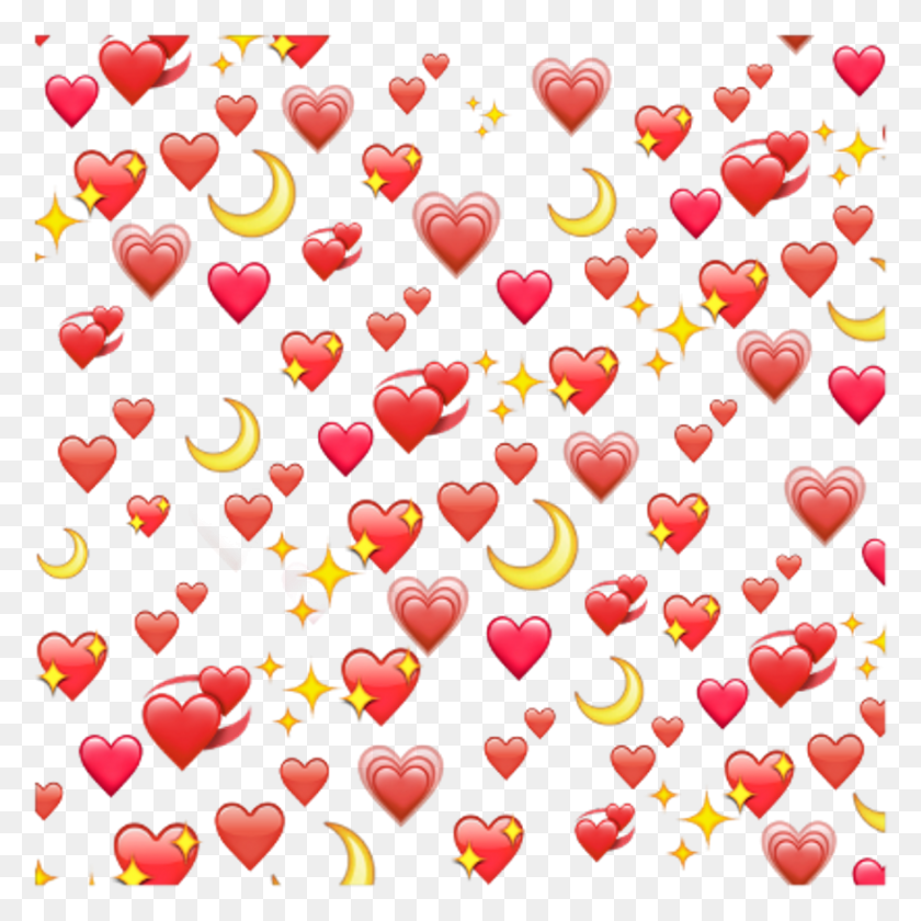 876x876 Heart Moon Red Tumblr Stars Yellow Tumblr Stars Emoji, Paper, Confetti, Pattern HD PNG Download