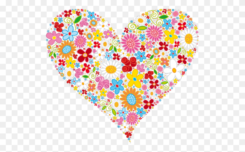 527x464 Heart Of Flowers Clipart, Pattern, Graphics HD PNG Download