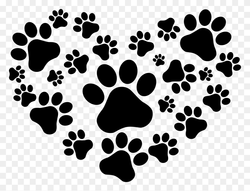 2481x1851 Heart Of Paws White, Footprint, Rug, Stencil HD PNG Download