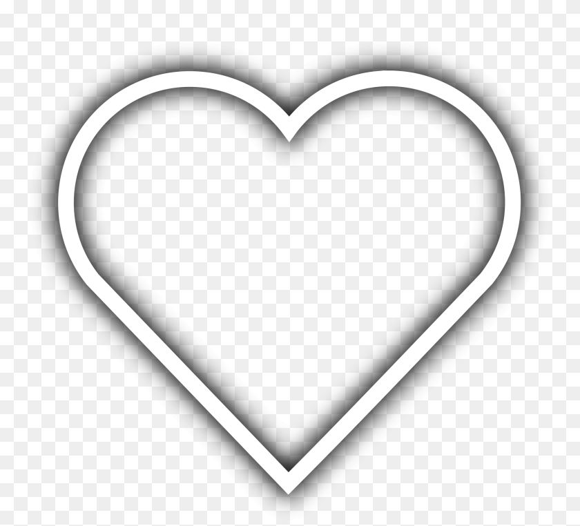 2400x2177 Heart Outline Glowing White Heart Icon, Stencil Sticker PNG