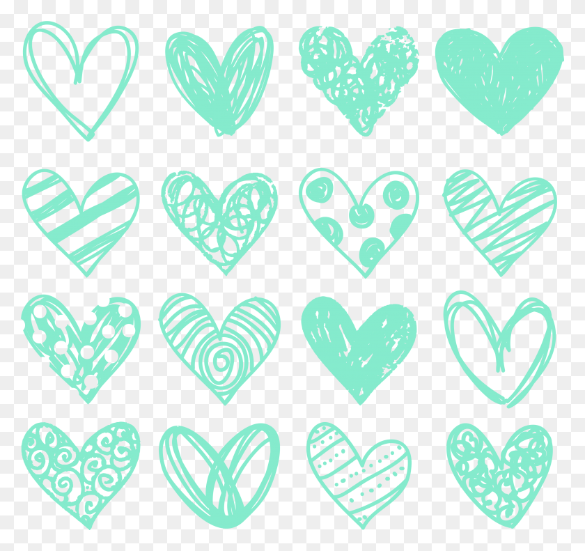 3633x3409 Descargar Png Corazón Imágenes Clipart Doodle Doodle Corazón Verde Azulado, Alfombra, Texto, Plectro Hd Png