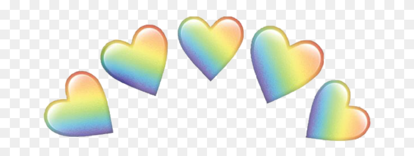 667x257 Heart Rainbow Emojis Crown Emoji Hearts Colorful Heart, Cushion, Plectrum HD PNG Download
