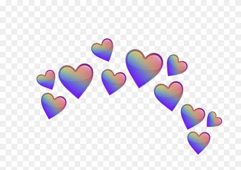 852x581 Heart Rainbow Flower Crown Emoji Heart Rainbow Heart, Light, Pattern HD PNG Download