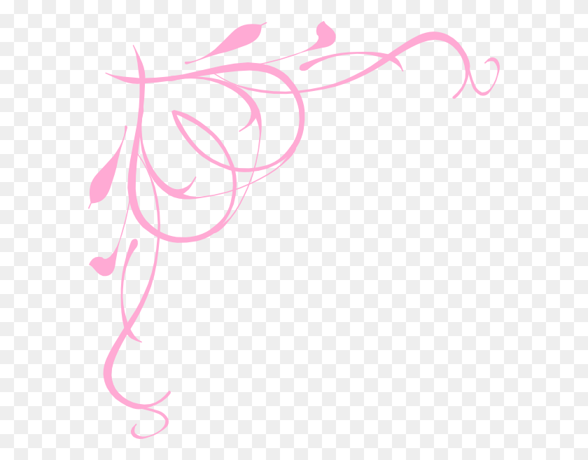 588x597 Heart Scroll Clip Art At Clker Pink Corner Border, Graphics, Floral Design HD PNG Download
