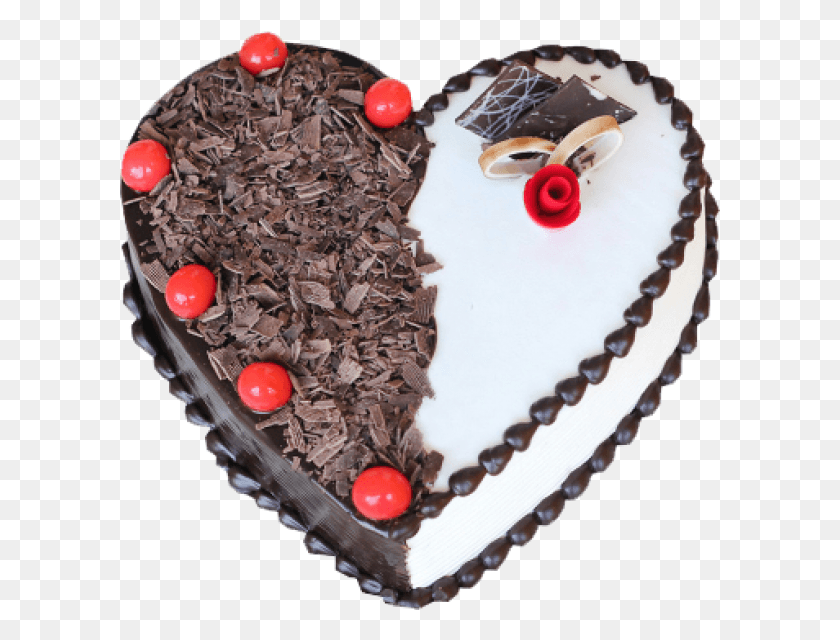 601x580 Heart Shaped Black Forest Cake Anniversary Heart Shape Cake, Dessert, Food, Necklace HD PNG Download