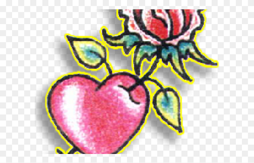 611x481 Heart Tattoos Clipart Rose Rose Through Heart Tattoo, Pattern, Pillow, Cushion HD PNG Download