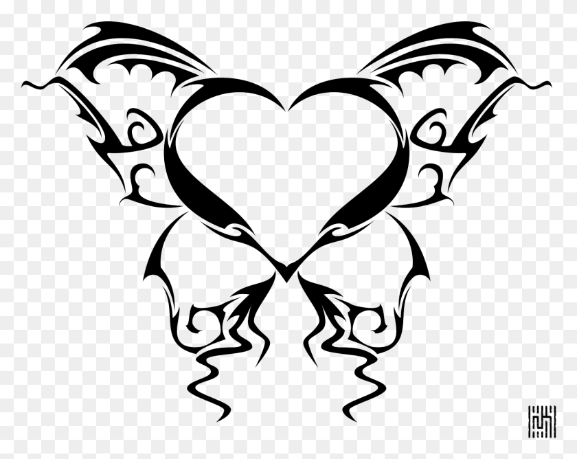 1459x1138 Heart Tattoos Image Butterfly Love Heart Tattoos, Face, Stencil HD PNG Download