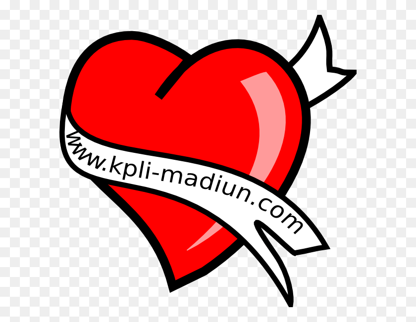 600x591 Heart With White Banner Clip Art Corazon Con Cinta, Label, Text, Dynamite HD PNG Download