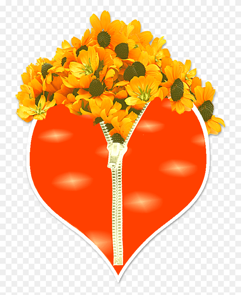 754x969 Heart Zip Flowers Love, Plant, Graphics HD PNG Download