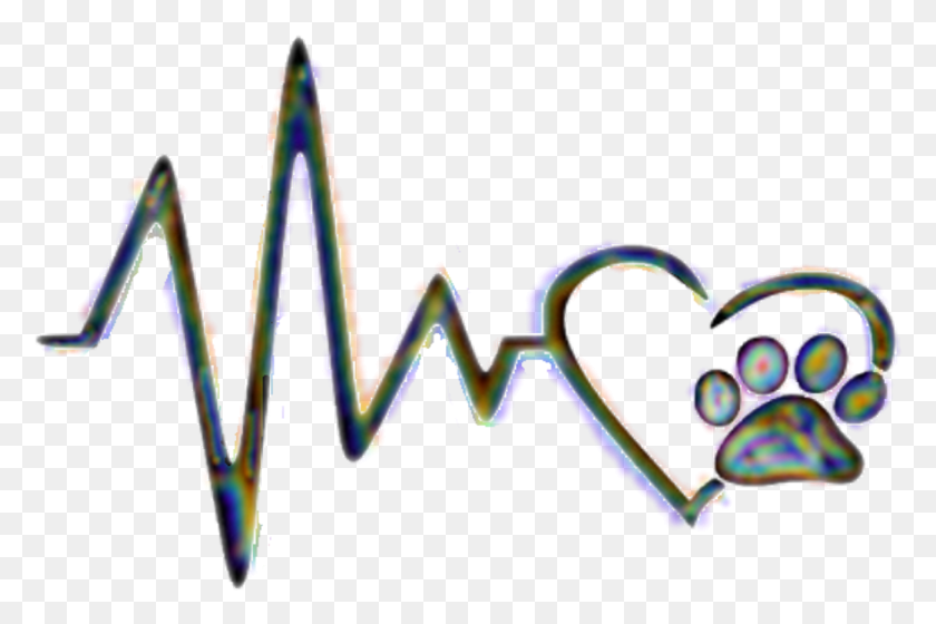 883x567 Descargar Png Heartbeat Sticker Latido Del Corazón Con La Impresión De La Pata Png