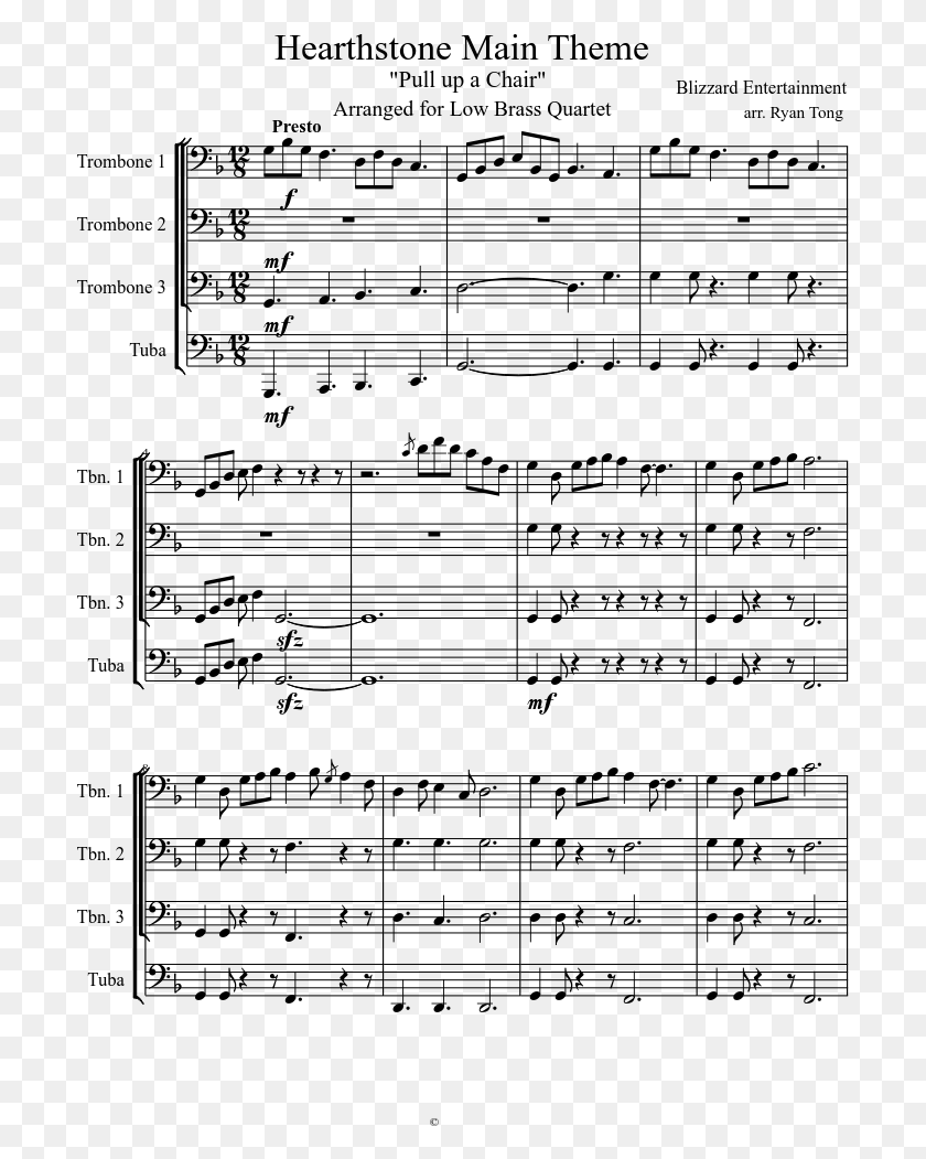 701x991 Hearthstone Main Theme Sheet Music Composed By Blizzard Sheet Music, Gray, World Of Warcraft HD PNG Download