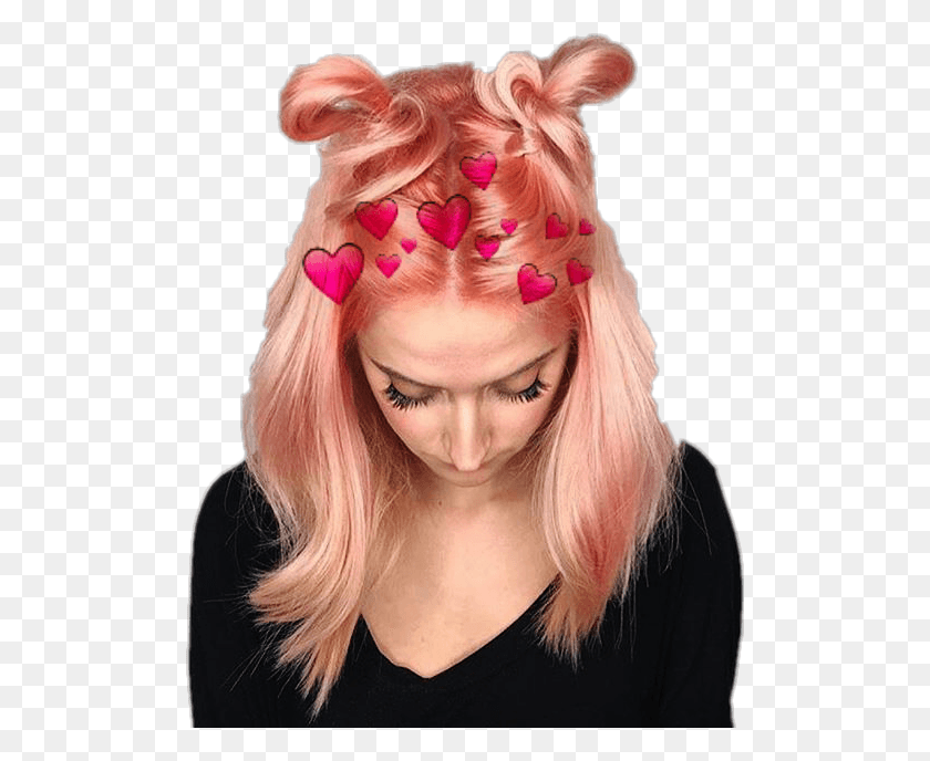 504x628 Hearts Around Head Transparent Tumblr Hearts Around, Blonde, Woman, Girl HD PNG Download