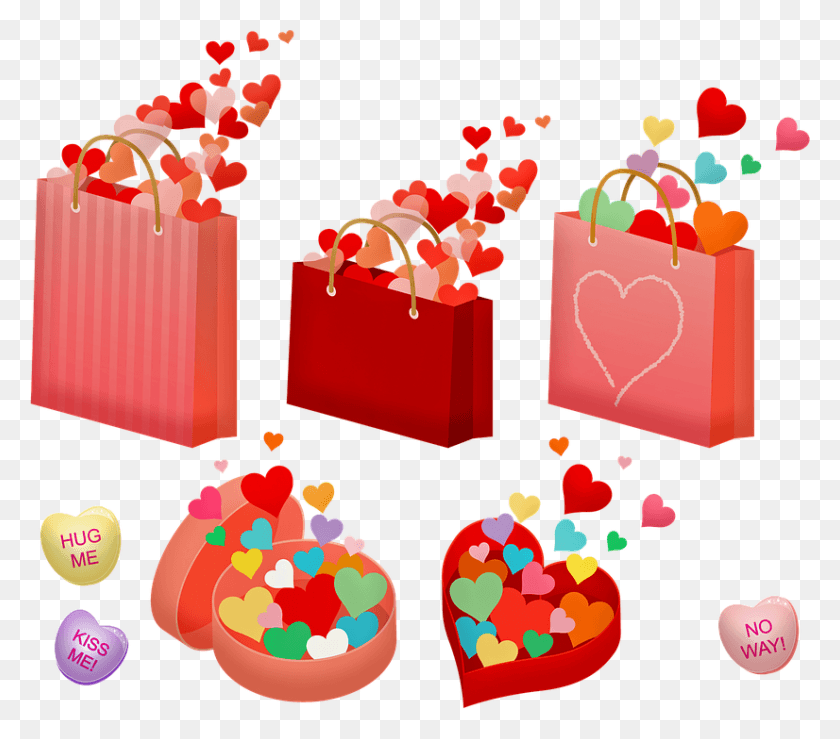 826x720 Descargar Png Corazones Bolsa De Corazones Día De San Valentín, Regalo, Pastel De Cumpleaños, Pastel Hd Png