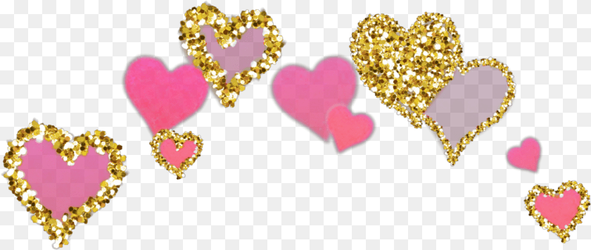 1794x759 Hearts Heart Golden Gold Glittery Glitter Sparkles Hearts, Accessories, Jewelry, Necklace Sticker PNG