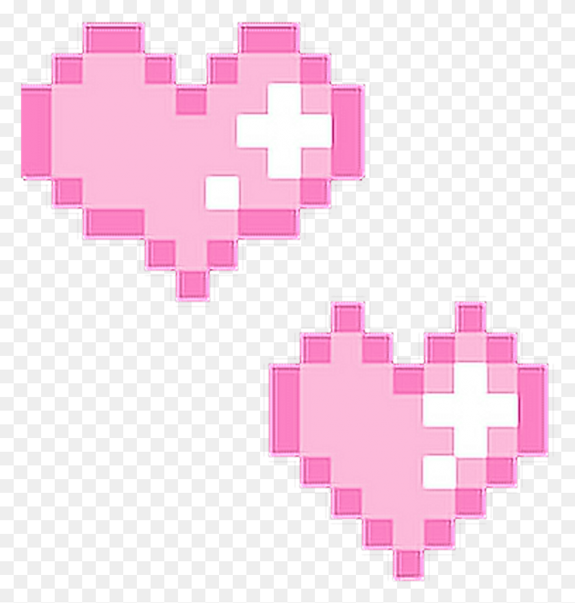 969x1020 Сердца Розовые Пиксельные Пиксели Tumblr Симпатичные Прекрасные Любовь Пиксельные Сердца Gif, Крест, Символ, Текст Hd Png Скачать