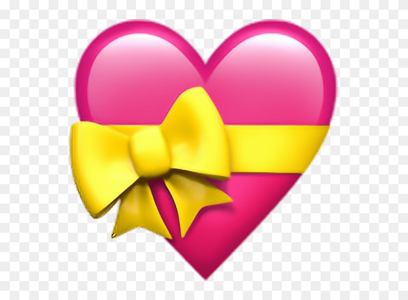 570x559 Heartwithribbonemoji Sticker Heart With Ribbon Emoji, Globo, Bola, Corbata Hd Png