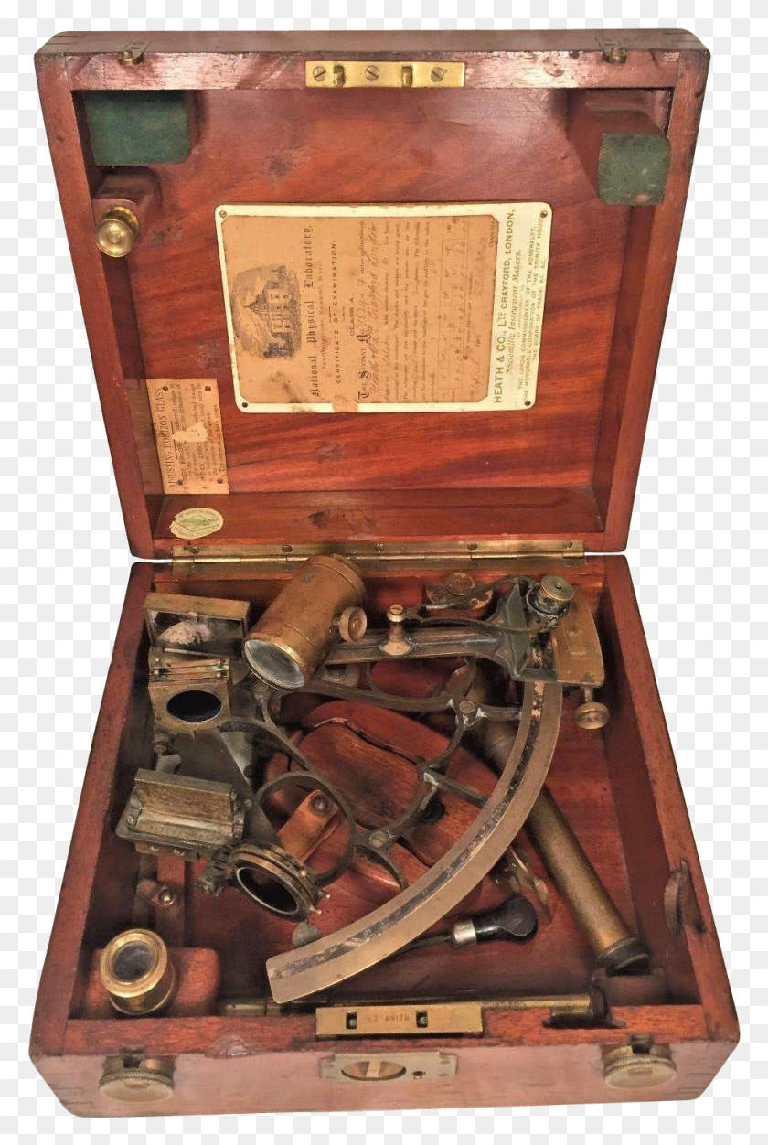 950x1453 Heath Amp Co Brass Hezzanith Sextant In Wood Case W Hardwood, Weapon, Weaponry, Gun HD PNG Download