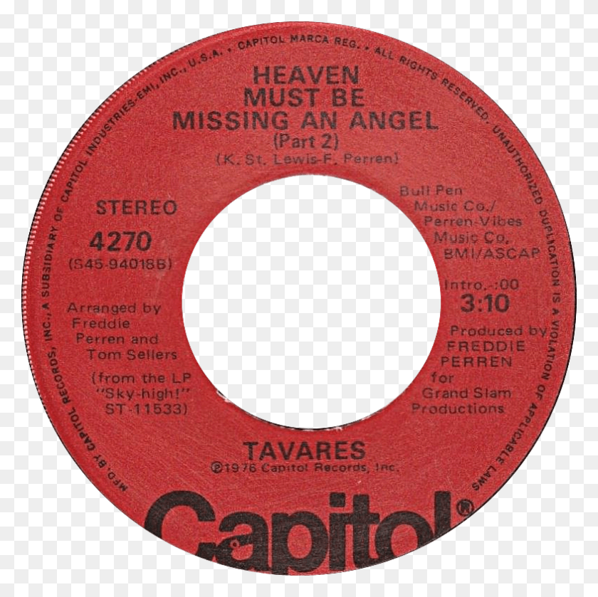 785x784 Heaven Must Be Missing An Angel By Tavares Us Vinyl Label, Text, Number, Symbol HD PNG Download