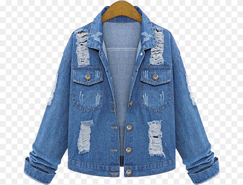 Heavily Distressed Denim Jacket Classy Womens Jean Jackets, Clothing, Coat, Jeans, Pants Clipart PNG