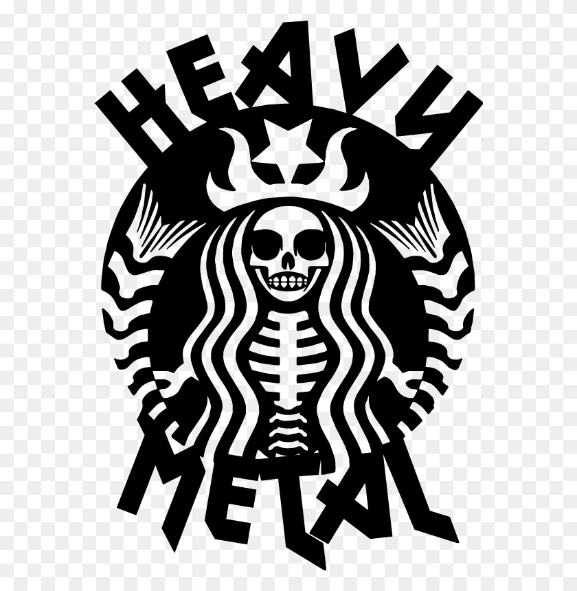 566x800 Наклейка На Автомобиль Heavy Metal Car Череп Логотип Starbucks, Серый, World Of Warcraft Hd Png Скачать