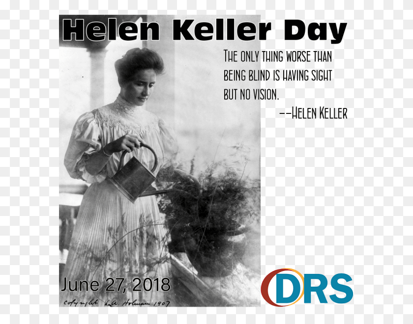 600x600 Descargar Png Helen Keller Regando Plantas En Un Porche, Persona, Humano, Texto Hd Png