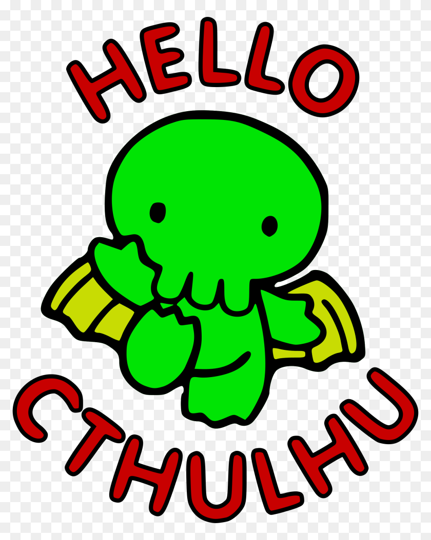 Hello Cthulhu Icons, Green Sticker PNG