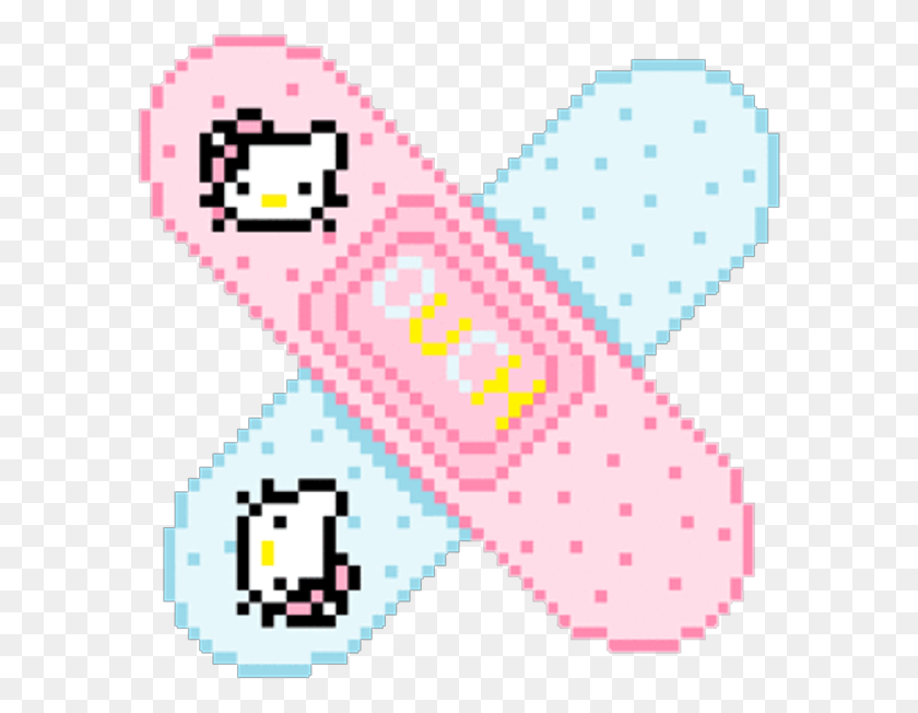 591x592 Hello Kitty Band Aid Pixel Art Drawing Adhesive Bandage Hello Kitty Band Aid Transparent, Rug, Graphics HD PNG Download