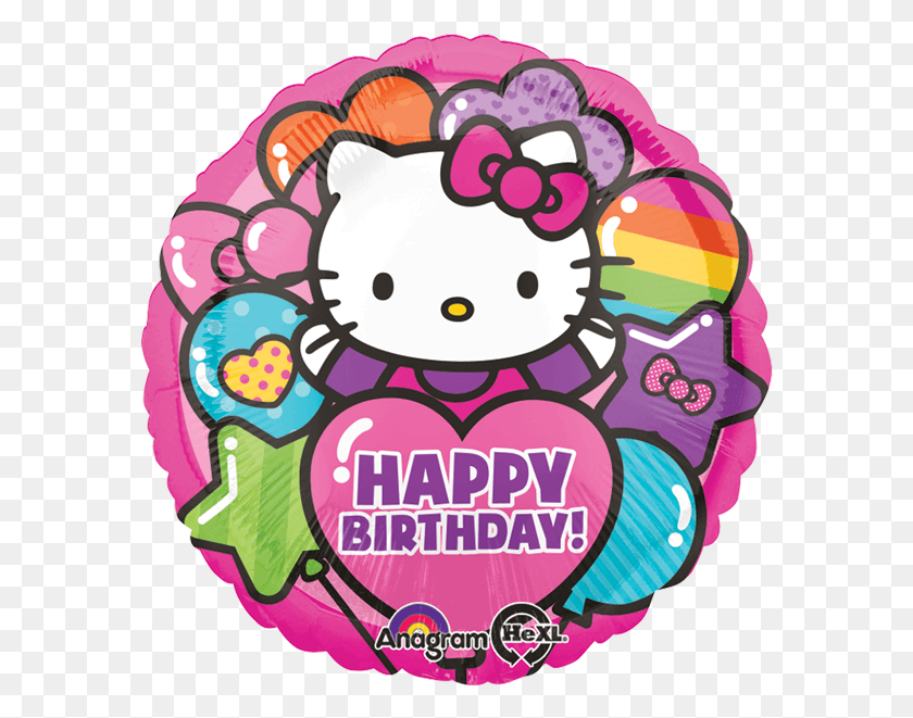 582x601 Descargar Png Hello Kitty Cumpleaños, Feliz Cumpleaños, Hello Kitty, Gráficos, Diseño Floral Hd Png