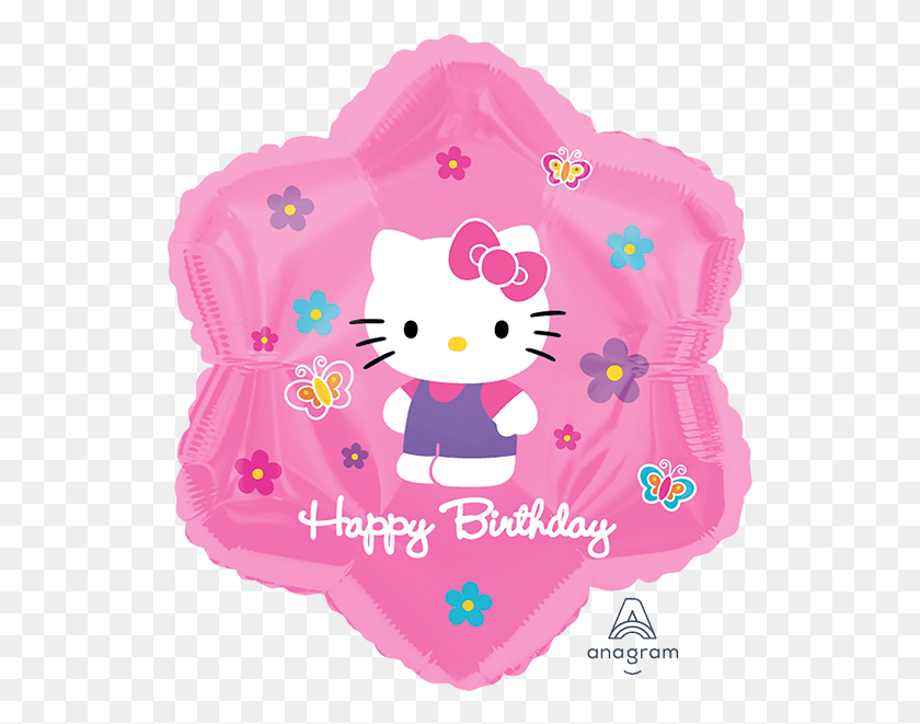 535x601 Hello Kitty Flowers Amp Butterflies Birthday Pink Happy Birthday Hello Kitty, Сладости, Еда, Кондитерские Изделия Hd Png Скачать
